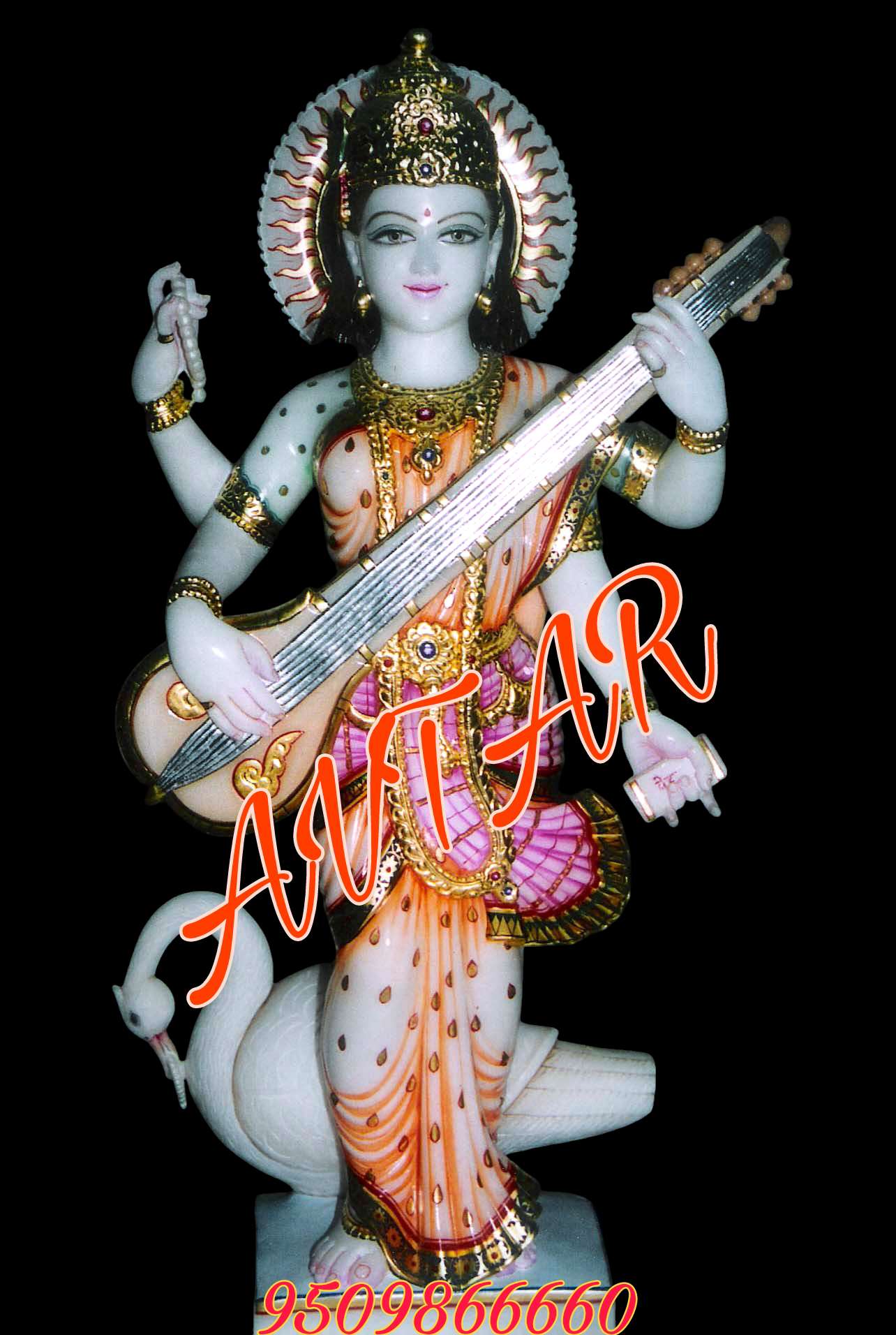 Marble Saraswati Standing Statue 4 feet